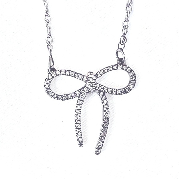 Zales Jewelry - lovely bow diamond and sterling necklace